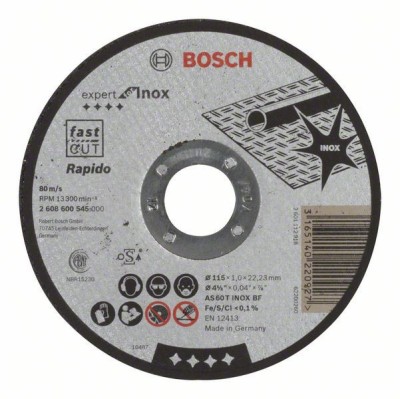 Bosch Disc de taiere drept Expert for Inox - Rapido AS 60 T INOX BF, 115mm, 1.0mm ProAdvanced PowerfulTools foto