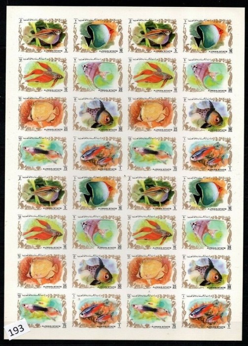 Ajman 1972 4 x Tropical fish imperf. Mi.1312B-19B MNH CE.010