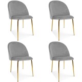 Cumpara ieftin Set 4 scaune bucatarie/living, Artool, Cieza, catifea gri deschis, picioare metal auriu, 49x60x87 cm