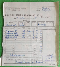 Bilet de odihna Oficiul National de Turism Carpati 1967 foto