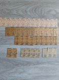Lot pachet 37 bilete de tren vechi din carton CFR &ndash; piese de colecție / serii consecutive