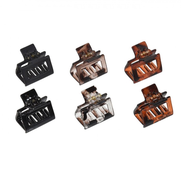 Set Clame Păr Femei, Model Mat și Lucios, Multicolor, 2.5cm, 6 Bucăți