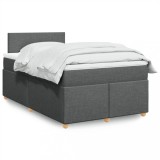 VidaXL Pat box spring cu saltea, gri &icirc;nchis, 120x200 cm, textil 3288941