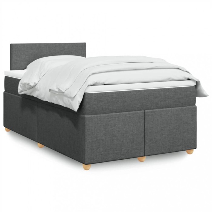 vidaXL Pat box spring cu saltea, gri &icirc;nchis, 120x200 cm, textil 3288941