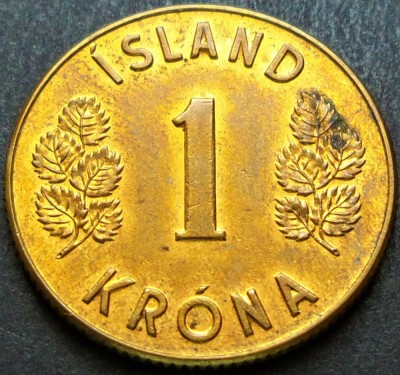 Moneda 1 KRONA / COROANA - ISLANDA, anul 1971 * cod 1516 A = A.UNC LUCIU BATERE foto