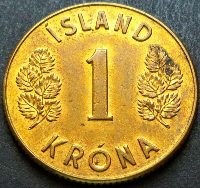 Moneda 1 KRONA / COROANA - ISLANDA, anul 1971 * cod 1516 A = A.UNC LUCIU BATERE