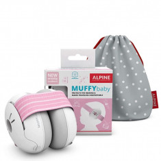 Casti antifonice pentru bebelusi, ofera protectie auditiva, SNR 23, roz, ALPINE Muffy Baby Pink ALP24951 Children SafetyCare