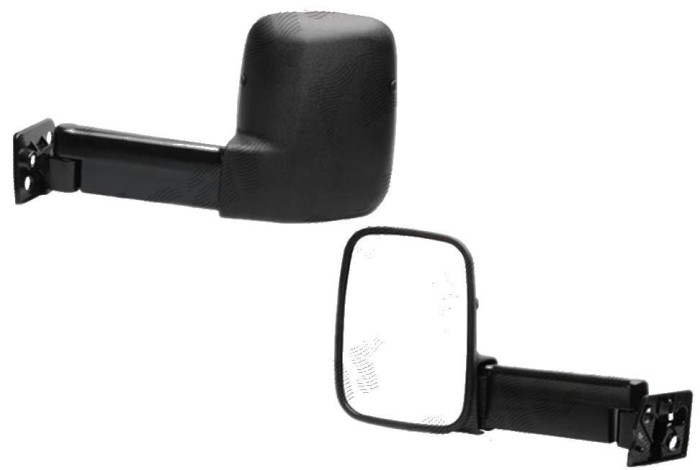 Oglinda exterioara Ford Transit (Ve6/ Ve64) 1985-1995, Dreapta ,Model LUNG, fara spoiler, Crom, manuala, Fara incalzire, carcasa neagra, Convex, Best