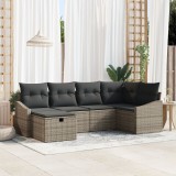 Gossi set canapea de gradina cu 6 piese si perne, gri, rattan