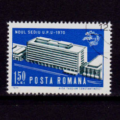 RO 1970 , LP 738 ,"Noul sediu U.P.U."- serie, stampilata