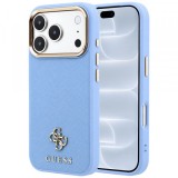 Husa MagSafe pentru Apple iPhone 18 Pro / 17 Pro, Guess, Saffiano Small 4G Classic, Bleu