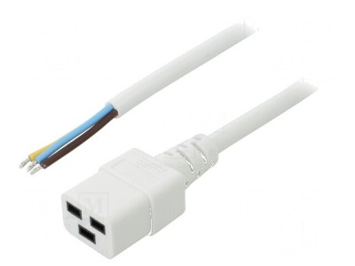 Cablu de alimentare IEC C19 3x1,5mm2, PVC, 5m, alb foto