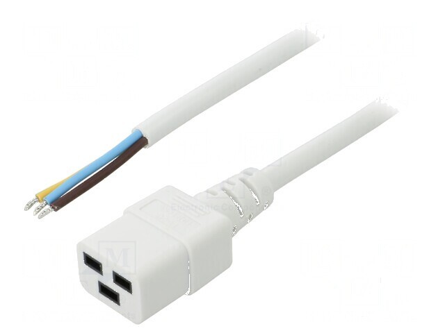 Cablu de alimentare IEC C19 3x1,5mm2, PVC, 5m, alb