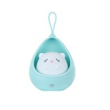 Lampa de veghe portabila cu 2 moduri de functionare Flippy, silicon non-toxic, reincarcabila USB, senzor miscare, albastru, pisicuta