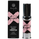 Gel vibrator unisex SECRET PLAY Triple X, pentru stimularea zonelor intime, cu efect triplu de furnicături, &icirc;ncălzire și răcire, 15 ml