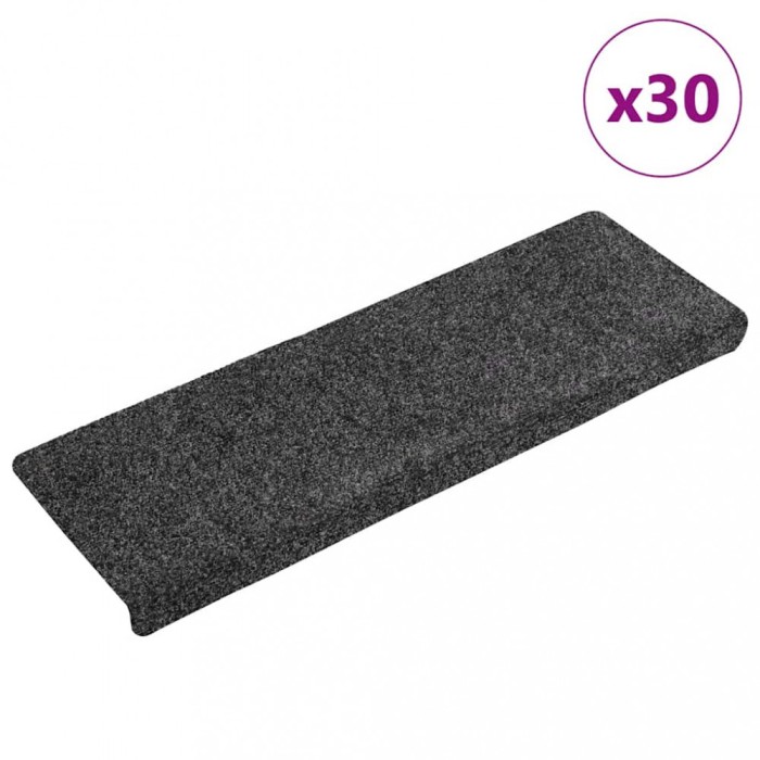vidaXL Covorașe scări autoadezive, 30 buc., 65x21x4 cm, gri, cu margine dreptunghiulară
