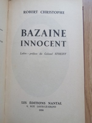 Robert Christophe - Bazaine innocent, Editions Nantal, 1938 foto