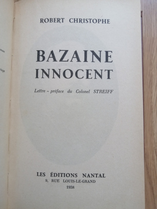 Robert Christophe - Bazaine innocent, Editions Nantal, 1938