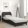 VidaXL Cadru de pat cu tăblie, negru, 90x190 cm, piele ecologică 373098