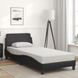 Cumpara ieftin Cadru de pat cu tăblie, negru, 80x200 cm, piele ecologică