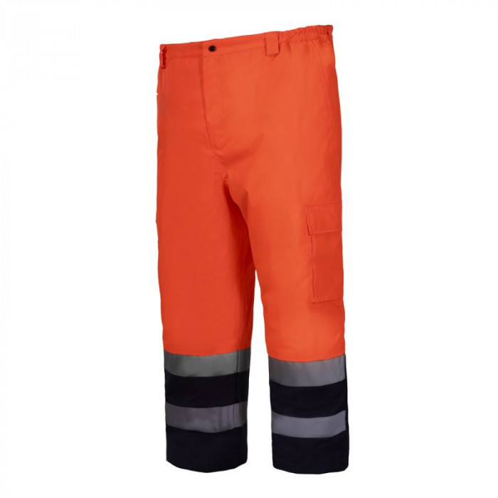 Pantaloni reflectorizanti captusiti, impermeabili, termoizolatori, 6 buzunare, marime M, Portocaliu