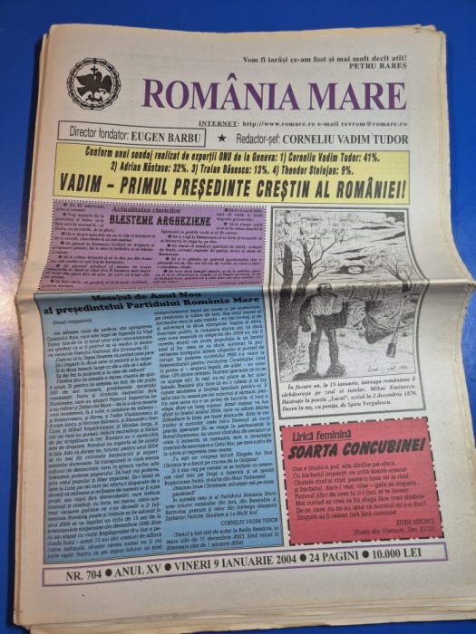 ziarul romania mare 9 ianuarie 2004 - redactor sef corneliu vadim tudor