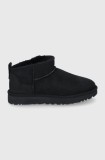 UGG cizme de zăpadă din piele &icirc;ntoarsă Classic Ultra Mini culoarea: negru 1116109.BLK