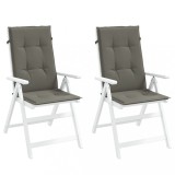 Set 2 Perne Scaun Spatar Inalt 120x50x4cm Gri Melanj Poliester, Exterior, Confortabile