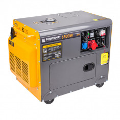 Generator de curent pe motorina 6.5 kw, pornire la cheie, 2 in 1 monofazic si trifazic, motor in 4 timpi 13CP, stabilizator de tensiune AVR, Powermat foto
