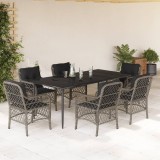 VidaXL Set mobilier de grădină cu perne, 7 piese, gri, poliratan
