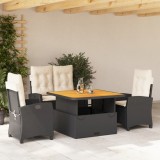 vidaXL Set mobilier de grădină cu perne, 4 piese, negru, poliratan 3277380