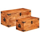 Cumpara ieftin Set cufere de depozitare, 2 piese, lemn mango nefinisat