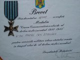 Crucea comemorativa al doilea razb.mond.+brevet Em.Constantinescu