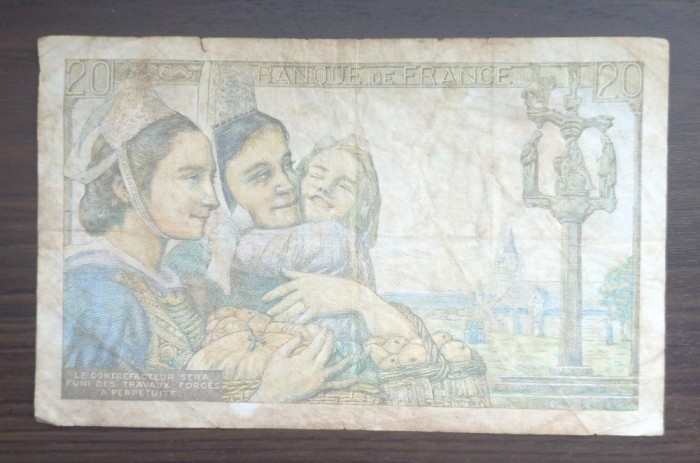 Bancnota Franța - 20 Francs 07-10-1943