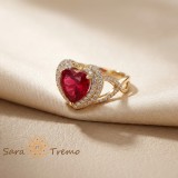 Cumpara ieftin Inel Inima Rubinului Imperial , Inel placat cu aur 14K cu zirconia rosii si albe