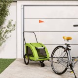 VidaXL Remorcă de bicicletă animale companie, verde textil oxford/fier