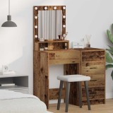 vidaXL Masă de toaletă cu lumini LED, lemn vechi, 50x41x135 cm