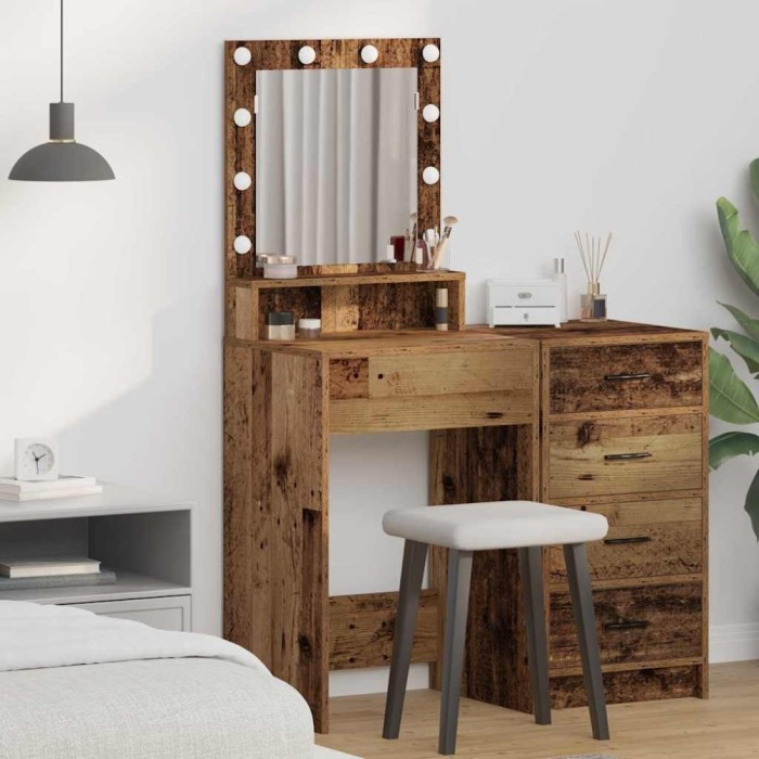 vidaXL Masă de toaletă Lemn Vechi 50 x 41 x 135 cm Lemn compozit