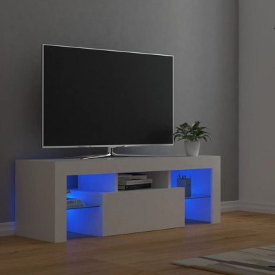 Gossi comoda tv cu lumini led, alb, 120x35x40 cm foto