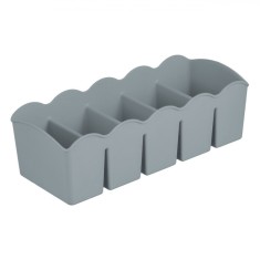 Organizator Sertare, 5 Compartimente, Plastic, Culoare Gri, Dimensiuni 23x10x7.5 cm