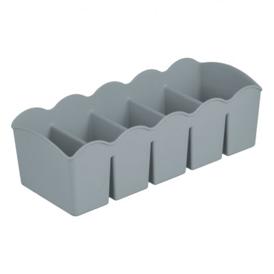 Organizator Sertare, 5 Compartimente, Plastic, Culoare Gri, Dimensiuni 23x10x7.5 cm foto