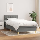 Cumpara ieftin Pat box spring cu saltea, gri &icirc;nchis, 80x200 cm, textil