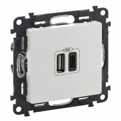 Priza USB tip A+C 3A 5V Legrand Valena Life alb 753106 foto