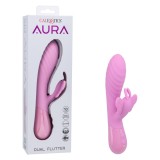 Vibrator Dublu CalExotics Aura Dual Flutter Roz, Silicon, 10 Viteze, Impermeabil IPX7, USB