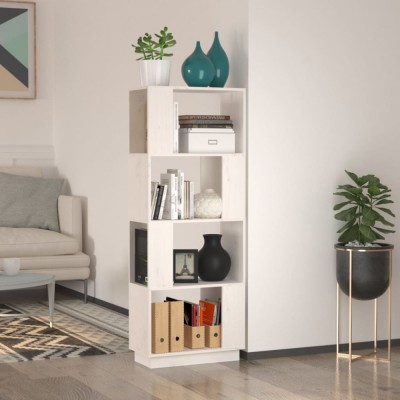 vidaXL Bibliotecă/Separator cameră, alb, 51x25x132 cm lemn masiv pin foto