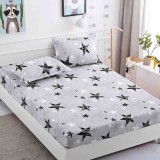 Cearsaf de pat cu elastic si 2 fete de perna Crayon Star 90x200 cm (Finet)