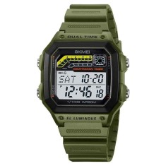Ceas Digital Barbatesc SKMEI 2307 , LED, Cronometru, Dual Time, Bratara din Otel Inoxidabil, Waterproof 50M, Design Square Premium
