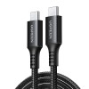 Ugreen - Data Cable US567 (15374) - USB-C to USB-C, 3A, 60W, 2m, Nylon - Black Gray