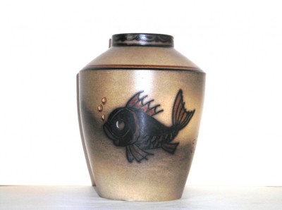 Art Deco: Vaza gresie sgraffito, 1928 - semnata Josef Ekberg, Gustavsberg Suedia foto
