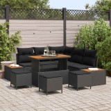 vidaXL Set de canapele pentru grădină cu pernă 9 pcs Negru Rattan poli 3364869